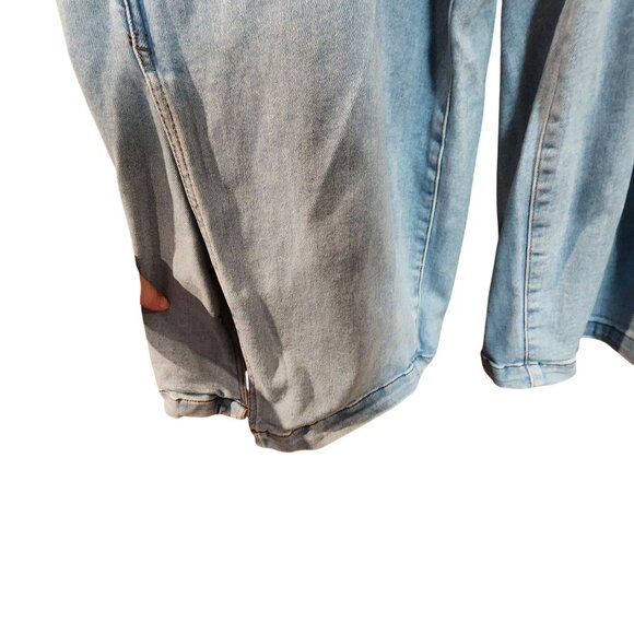 Eloquii Womens Light Wash Wide-Leg Denim Jeans Size 20 With Side Slit Hem Detail - Picture 4 of 5